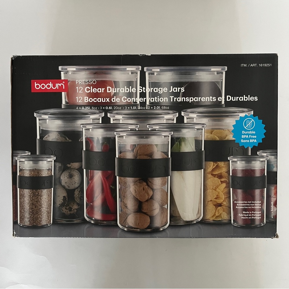 Brand New bodum Presso 12 Clear Durable Storage Jars